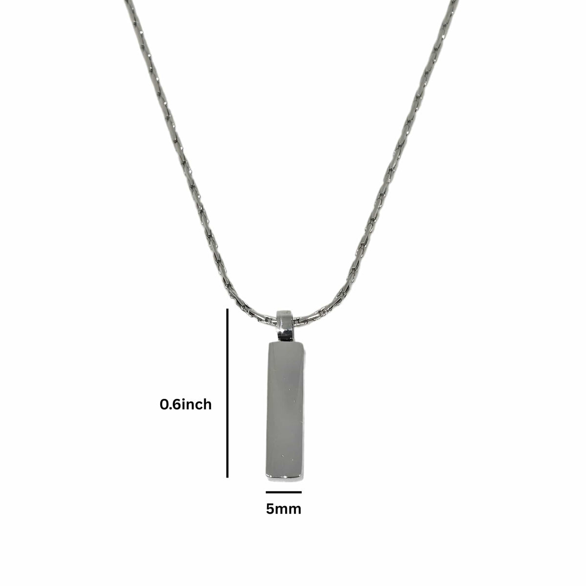 THE MEN THING SS Pendant/ Necklace ENGRAVED - MONO BAR - 5mm Titanium Steel Pendant with 2mm Chain for Men & Boys - 22inch
