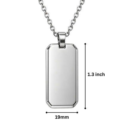 THE MEN THING SS Pendant/ Necklace ENGRAVED - PRIME TAG - 19mm Pure Titanium Steel Pendant with 1mm Chain for Men & Boys (18 inch Chain)