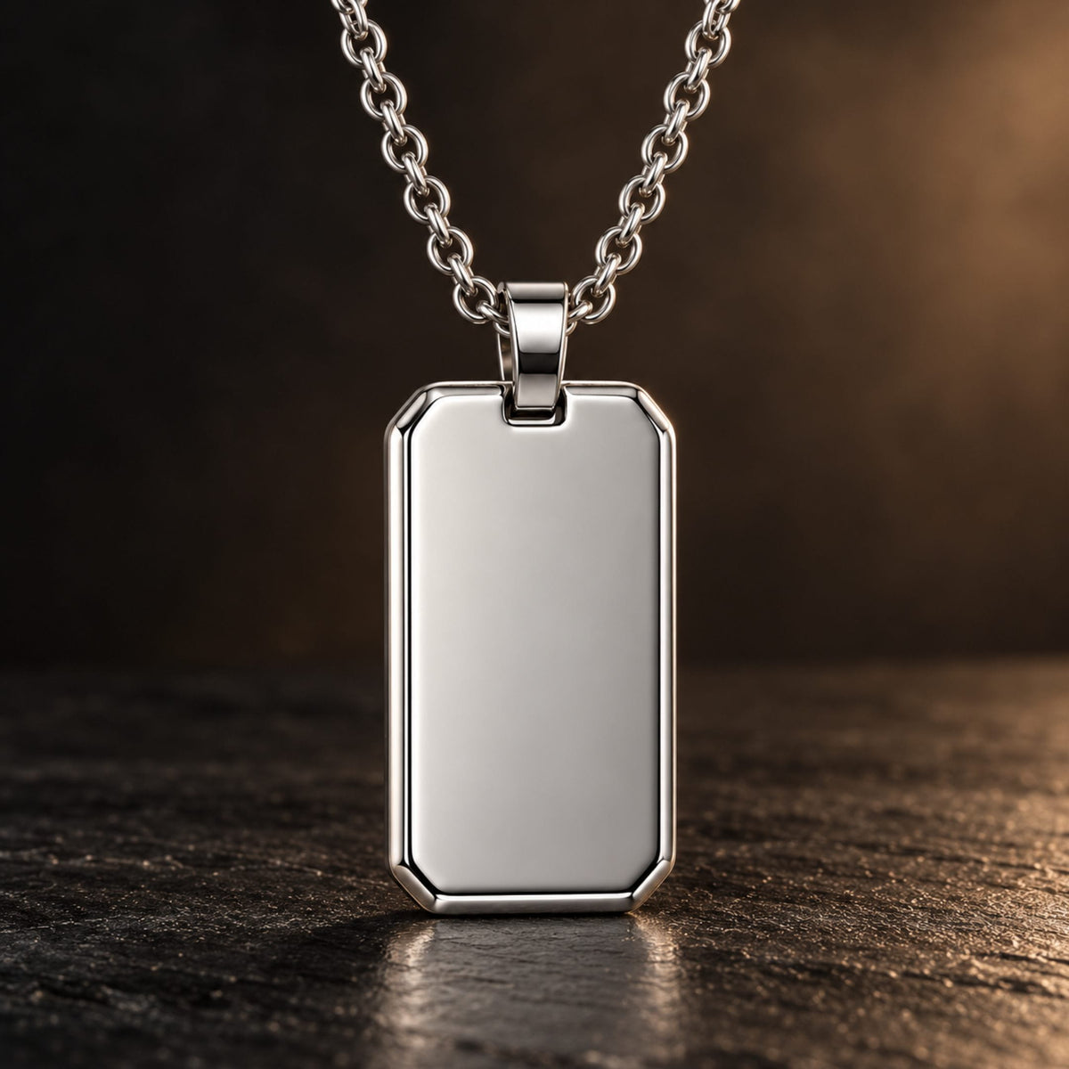 THE MEN THING SS Pendant/ Necklace ENGRAVED - PRIME TAG - 19mm Pure Titanium Steel Pendant with 1mm Chain for Men & Boys (18 inch Chain)