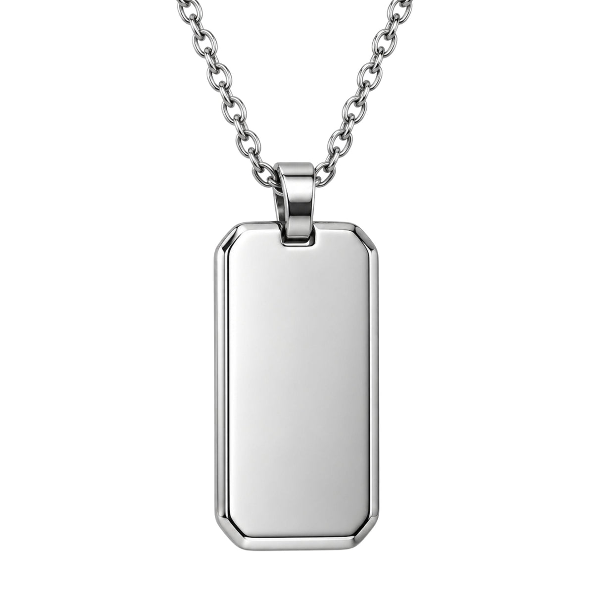 THE MEN THING SS Pendant/ Necklace ENGRAVED - PRIME TAG - 19mm Pure Titanium Steel Pendant with 1mm Chain for Men & Boys (18 inch Chain)