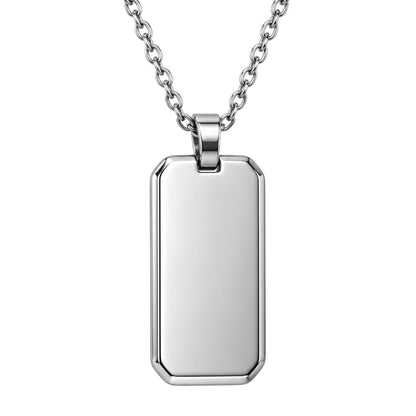 THE MEN THING SS Pendant/ Necklace ENGRAVED - PRIME TAG - 19mm Pure Titanium Steel Pendant with 1mm Chain for Men & Boys (18 inch Chain)