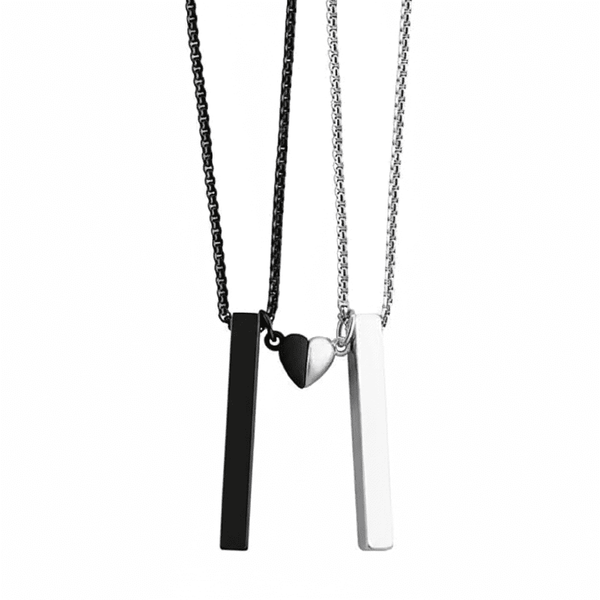 ENGRAVED - SOUNDWAVE HEART BAR - Pure Titanium Steel Pendant with 24inch with Adjustable Rope Round Box Chain for Men & Boys