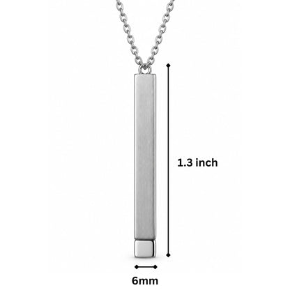 THE MEN THING SS Pendant/ Necklace ENGRAVED - VERTEX BAR - 6mm Pure Titanium Steel Pendant with 1mm Chain for Men & Boys (18 to 20 inch Adjustable Cable Chain)