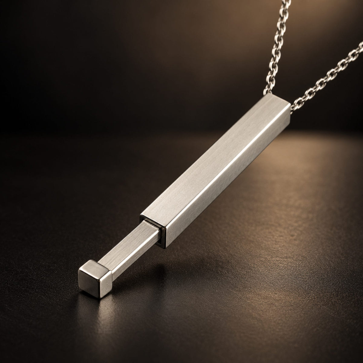 THE MEN THING SS Pendant/ Necklace ENGRAVED - VERTEX BAR - 6mm Pure Titanium Steel Pendant with 1mm Chain for Men & Boys (18 to 20 inch Adjustable Cable Chain)