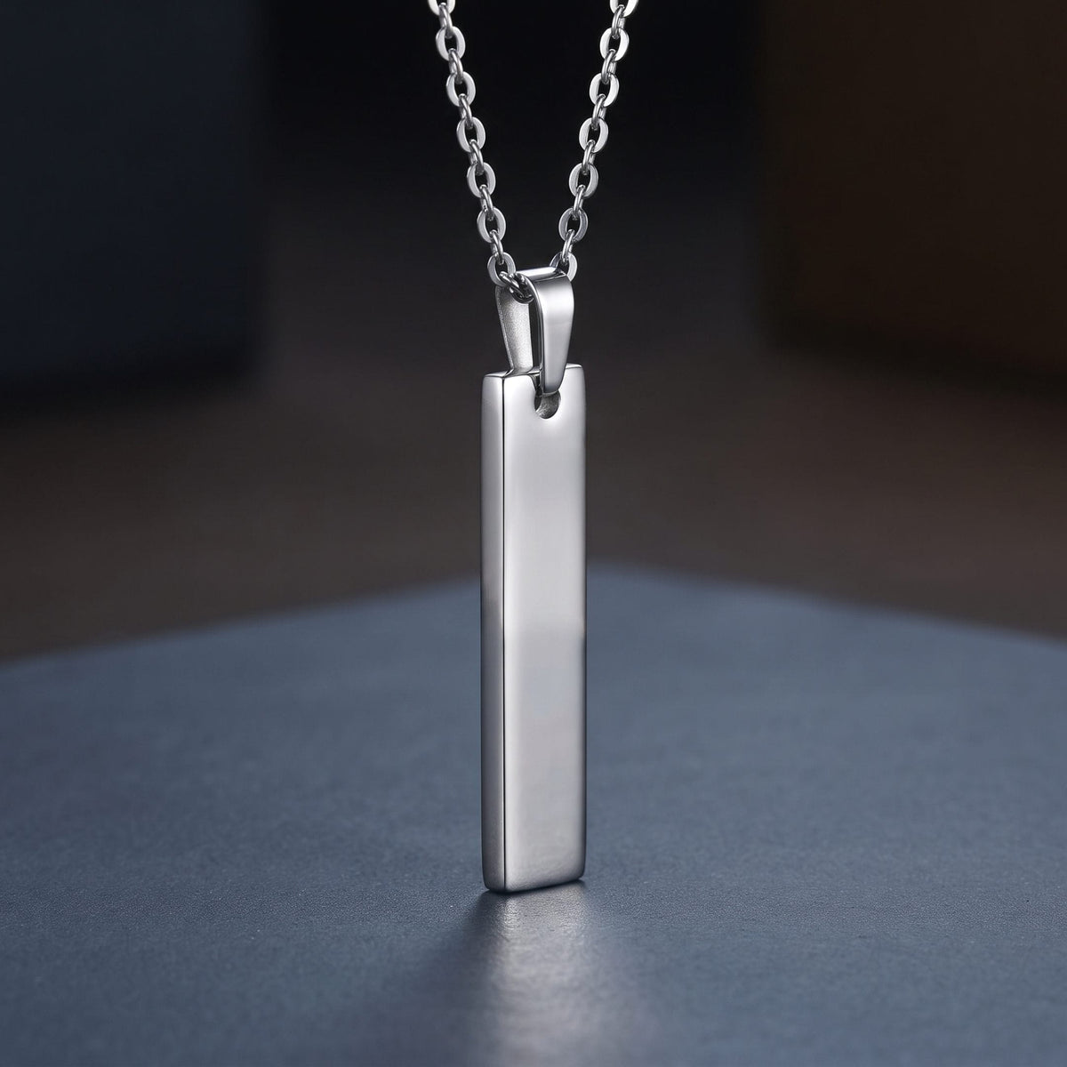 THE MEN THING SS Pendant/ Necklace ENGRAVED - ZENITH BAR - 8mm Pure Titanium Steel Pendant with 1mm Chain for Men & Boys (20 inch Chain)