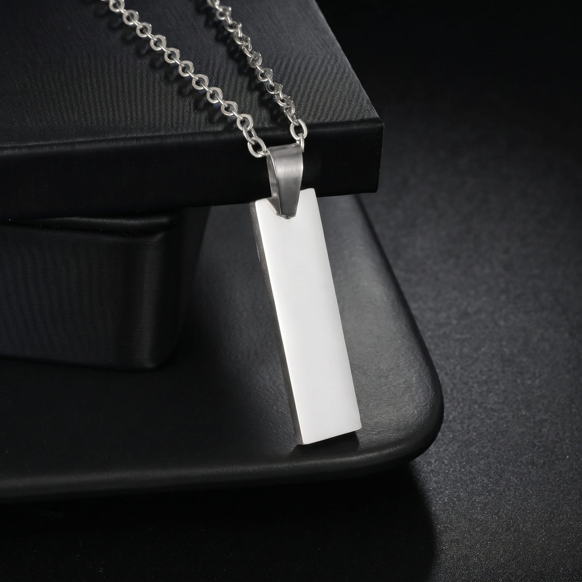 THE MEN THING SS Pendant/ Necklace ENGRAVED - ZENITH BAR - 8mm Pure Titanium Steel Pendant with 1mm Chain for Men & Boys (20 inch Chain)