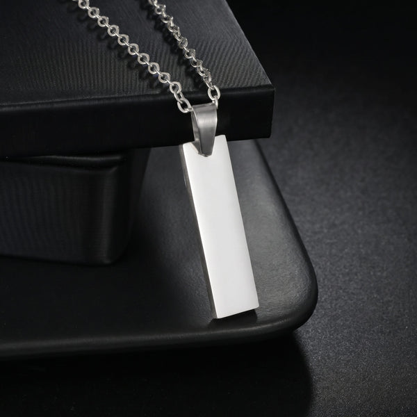 ENGRAVED - ZENITH BAR - 8mm Pure Titanium Steel Pendant with 1mm Chain for Men & Boys (20 inch Chain)