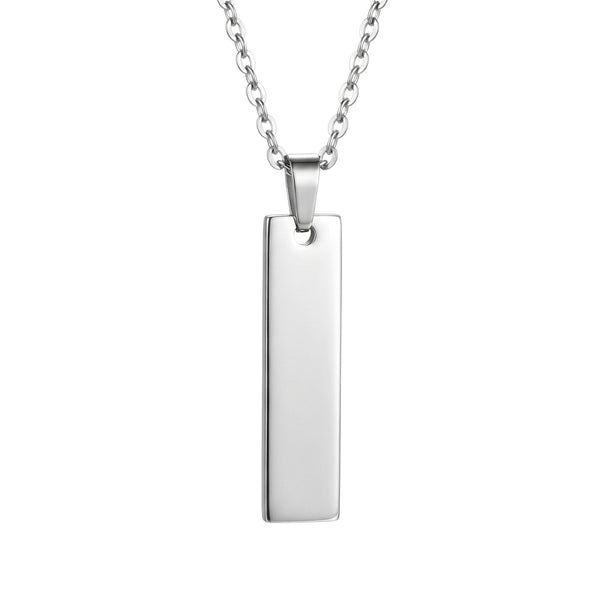 ENGRAVED - ZENITH BAR - 8mm Pure Titanium Steel Pendant with 1mm Chain for Men & Boys (20 inch Chain)
