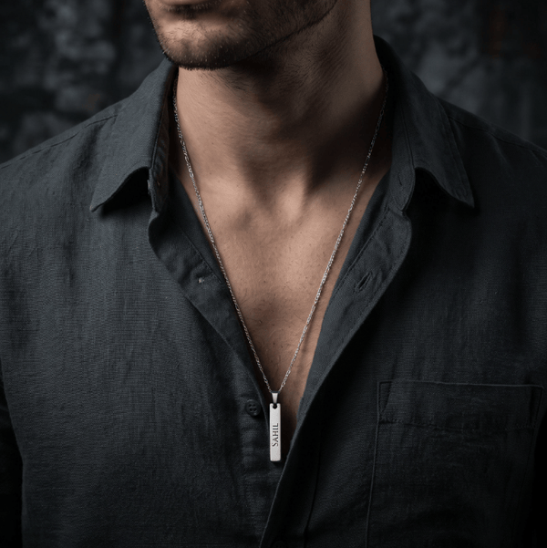 ENGRAVED - ZENITH BAR - 8mm Pure Titanium Steel Pendant with 1mm Chain for Men & Boys (20 inch Chain)