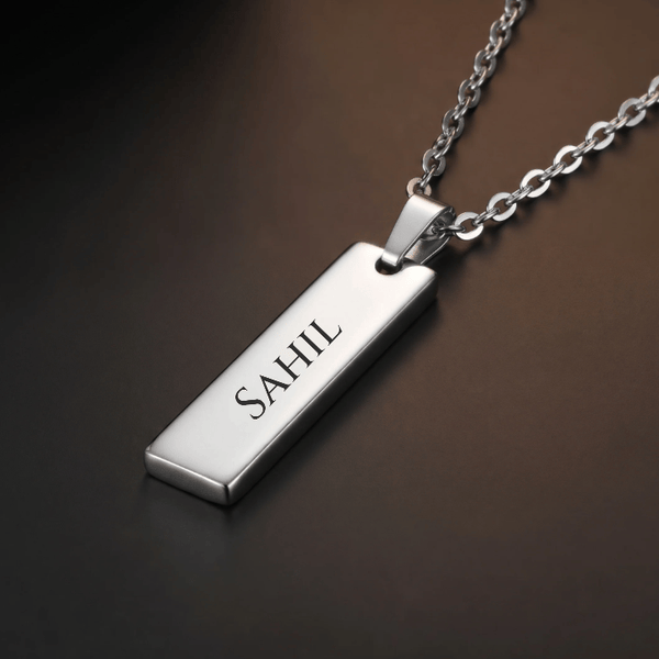 ENGRAVED - ZENITH BAR - 8mm Pure Titanium Steel Pendant with 1mm Chain for Men & Boys (20 inch Chain)