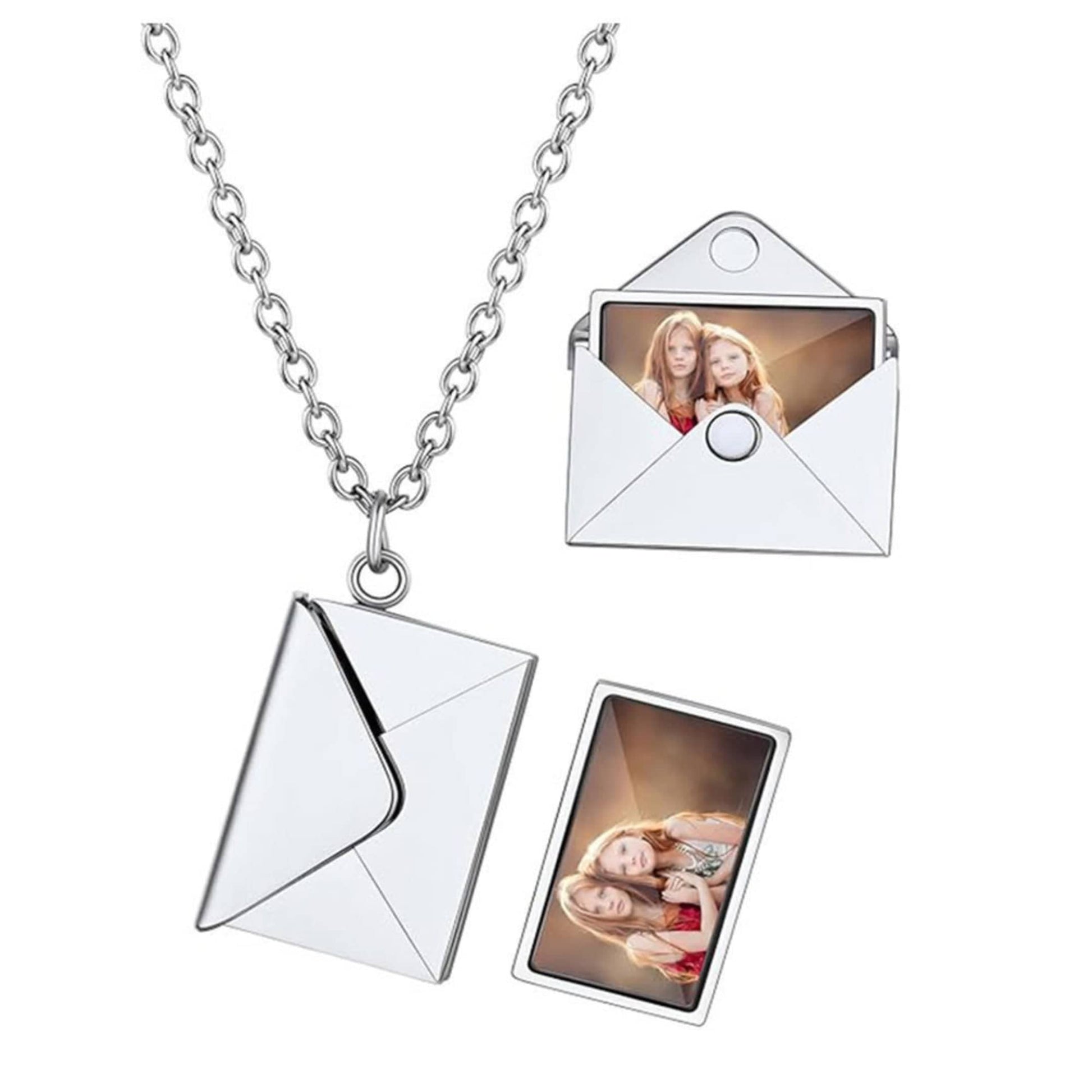 THE MEN THING SS Pendant/ Necklace ENVELOPE LETTER - Pure Titanium Steel Pendant with 24inch Round Rolo Chain for Men & Boys