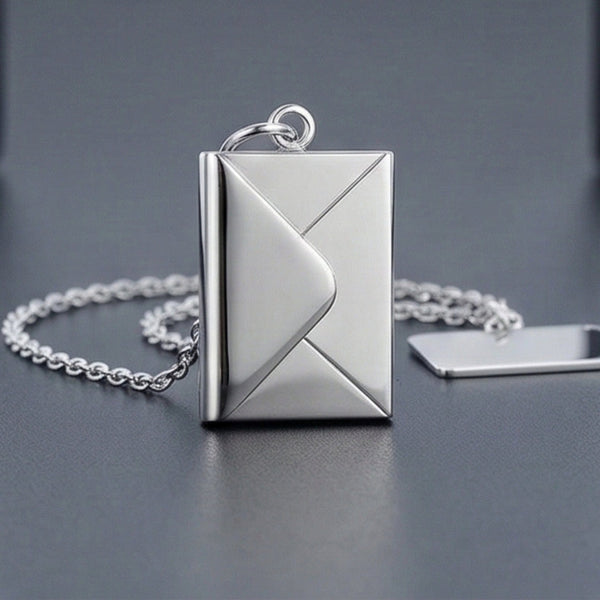 ENVELOPE LETTER - Pure Titanium Steel Pendant with 24inch Round Rolo Chain for Men & Boys