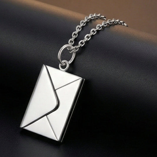 THE MEN THING SS Pendant/ Necklace ENVELOPE LETTER - Pure Titanium Steel Pendant with 24inch Round Rolo Chain for Men & Boys