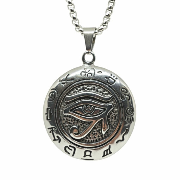 EYE OF HORUS - 34mm Titanium Steel Pendant with 24inch Round Box 5mm Chain for Men & Boys