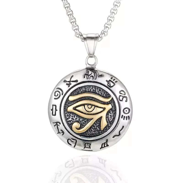 EYE OF HORUS - Pure Titanium Steel Pendant with 24inch Round Box Chain for Men & Boys