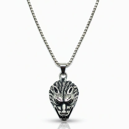 THE MEN THING SS Pendant/ Necklace FENRIR HOWL - 27mm Titanium Steel Pendant with 24inch Round Box 5mm Chain for Men & Boys