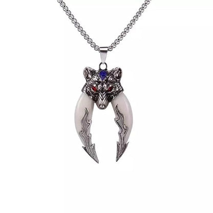 THE MEN THING SS Pendant/ Necklace FENRIR WHITE - Pure Titanium Steel Pendant with 24inch Round Box Chain for Men & Boys