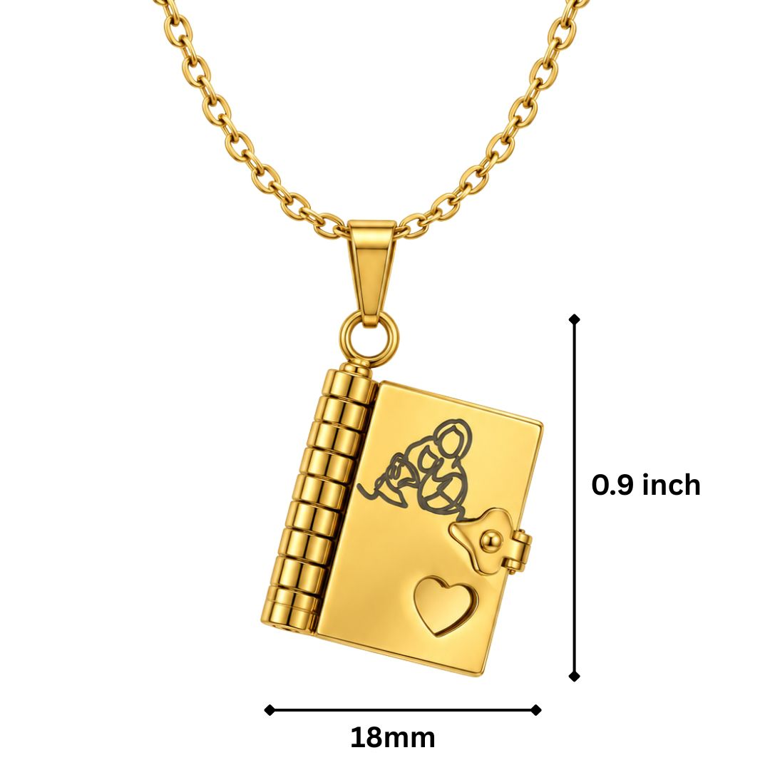 THE MEN THING SS Pendant/ Necklace FOREVER DIARY - GOLDEN - 18mm Pure Titanium Steel Pendant with 3mm Chain for Men & Boys (17 to 19 inch Adjustable Cable Chain)