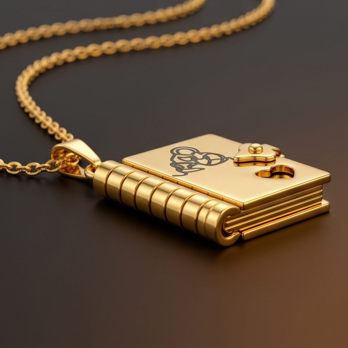 THE MEN THING SS Pendant/ Necklace FOREVER DIARY - GOLDEN - 18mm Pure Titanium Steel Pendant with 3mm Chain for Men & Boys (17 to 19 inch Adjustable Cable Chain)