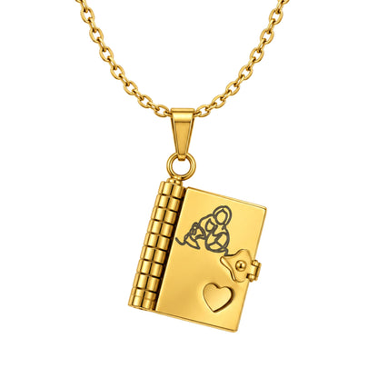 THE MEN THING SS Pendant/ Necklace FOREVER DIARY - GOLDEN - 18mm Pure Titanium Steel Pendant with 3mm Chain for Men & Boys (17 to 19 inch Adjustable Cable Chain)