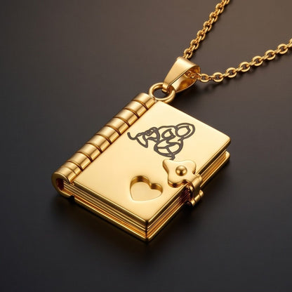 THE MEN THING SS Pendant/ Necklace FOREVER DIARY - GOLDEN - 18mm Pure Titanium Steel Pendant with 3mm Chain for Men & Boys (17 to 19 inch Adjustable Cable Chain)