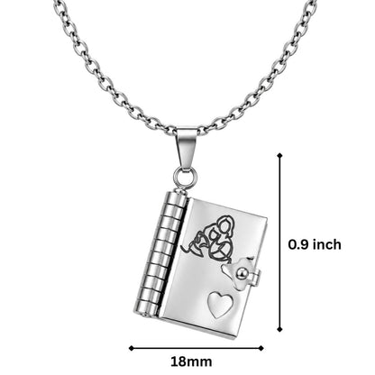 THE MEN THING SS Pendant/ Necklace FOREVER DIARY - STEEL - 18mm Pure Titanium Steel Pendant with 3mm Chain for Men & Boys (17 to 19 inch Adjustable Cable Chain)