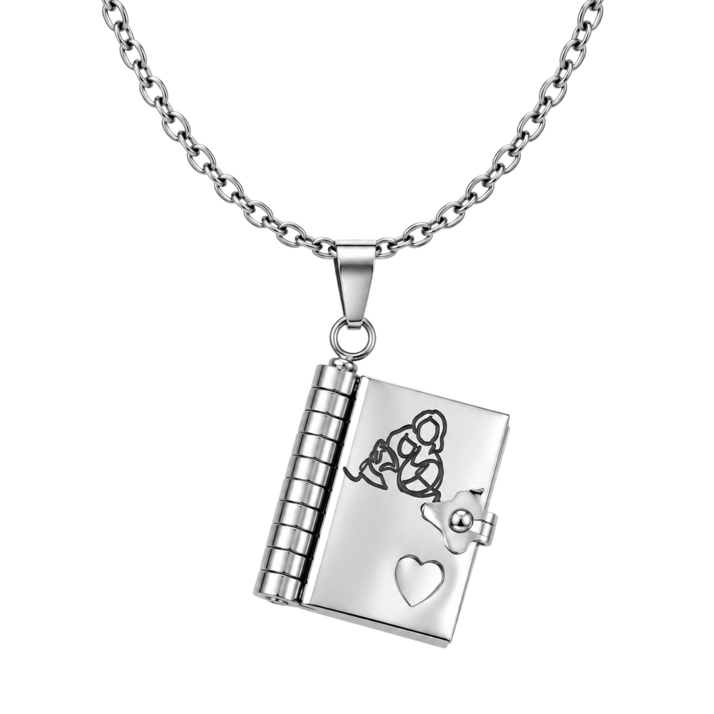 THE MEN THING SS Pendant/ Necklace FOREVER DIARY - STEEL - 18mm Pure Titanium Steel Pendant with 3mm Chain for Men & Boys (17 to 19 inch Adjustable Cable Chain)