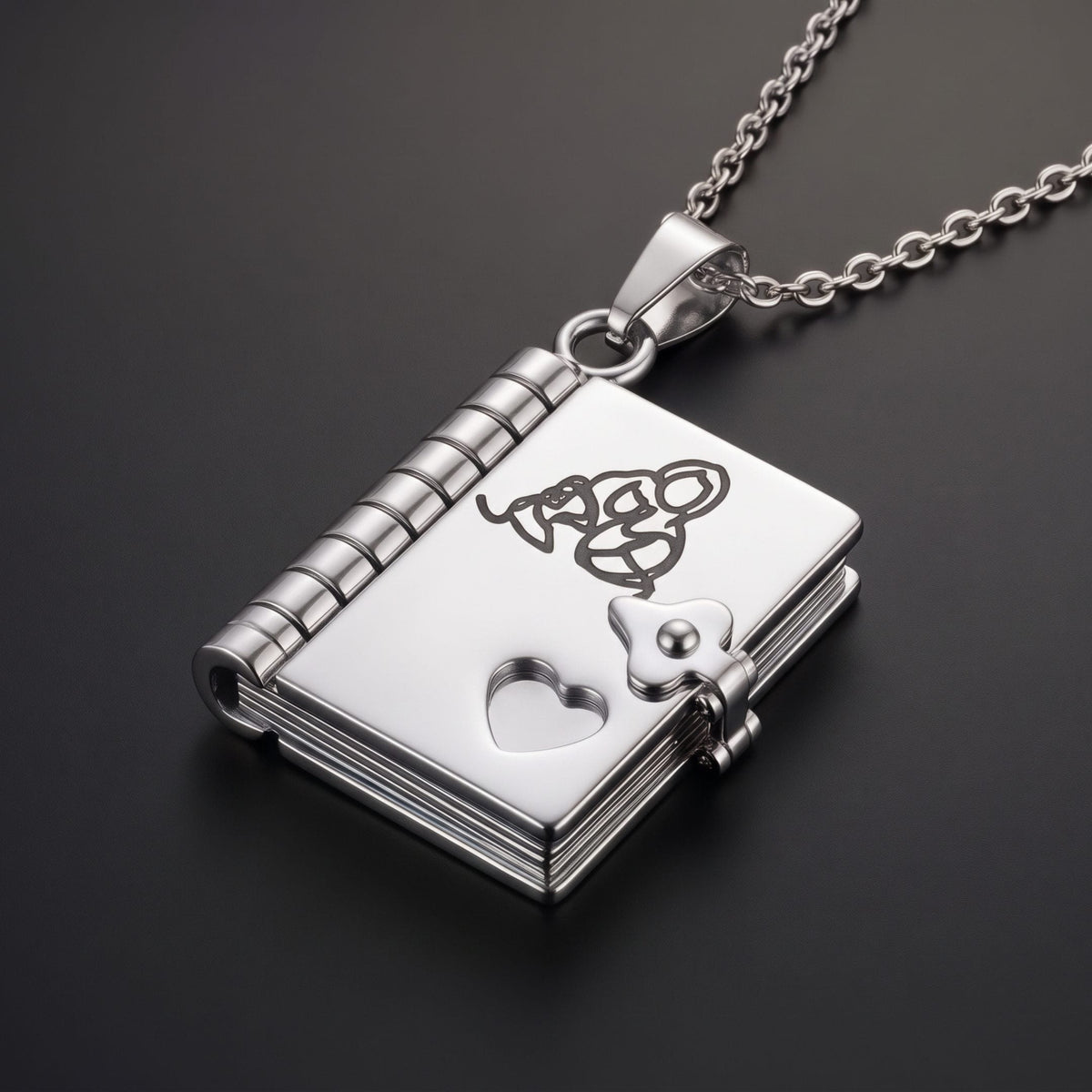 THE MEN THING SS Pendant/ Necklace FOREVER DIARY - STEEL - 18mm Pure Titanium Steel Pendant with 3mm Chain for Men & Boys (17 to 19 inch Adjustable Cable Chain)