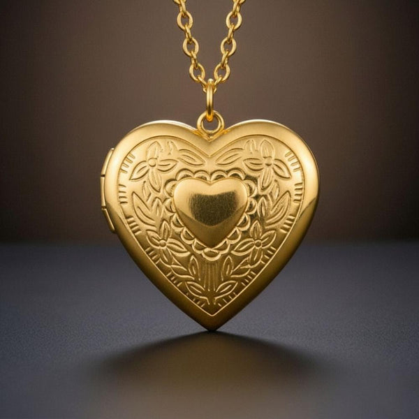 FOREVER HEART - Golden - Pure Titanium Steel Bar Pendant with 24inch Cuban Chain for Men & Boys