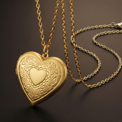 THE MEN THING SS Pendant/ Necklace FOREVER HEART - Golden - Pure Titanium Steel Bar Pendant with 24inch Cuban Chain for Men & Boys