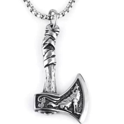 THE MEN THING SS Pendant/ Necklace FOXY AXE -  Alloy Pendant with Stainless Steel 24inch Round Box Chain, American trending Style for Men & Boy