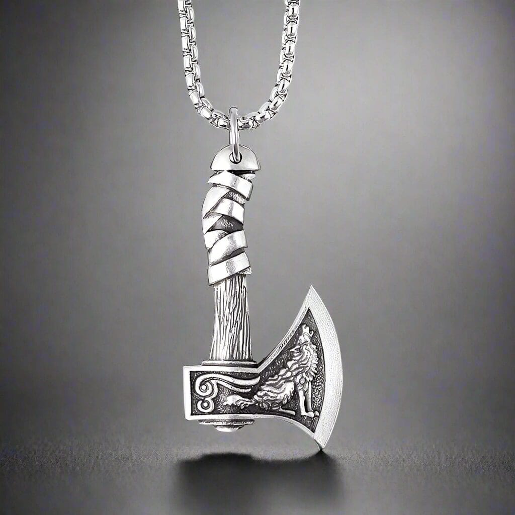 THE MEN THING SS Pendant/ Necklace FOXY AXE  (T) - Pure Titanium Steel Pendant with Stainless Steel 24inch Round Box Chain, European trending Style for Men & Boy