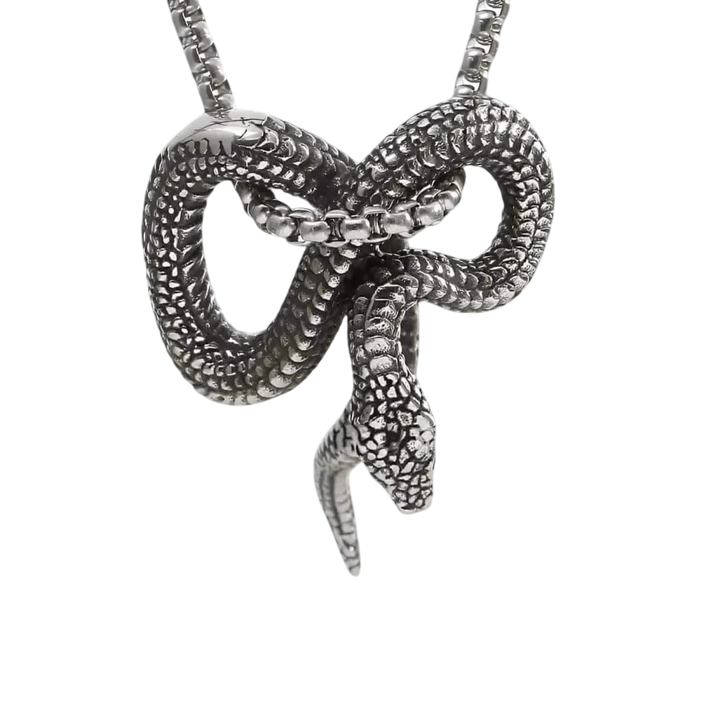 THE MEN THING SS Pendant/ Necklace FURIOUS INFINITY SNAKE (T) - Pure Titanium Steel Pendant with Stainless Steel 24inch Round Box Chain, European trending Style for Men & Boy