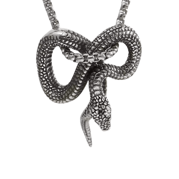 FURIOUS INFINITY SNAKE (T) - Pure Titanium Steel Pendant with Stainless Steel 24inch Round Box Chain, European trending Style for Men & Boy