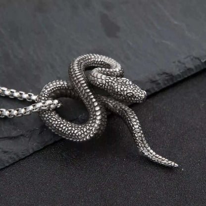 THE MEN THING SS Pendant/ Necklace FURIOUS INFINITY SNAKE (T) - Pure Titanium Steel Pendant with Stainless Steel 24inch Round Box Chain, European trending Style for Men & Boy