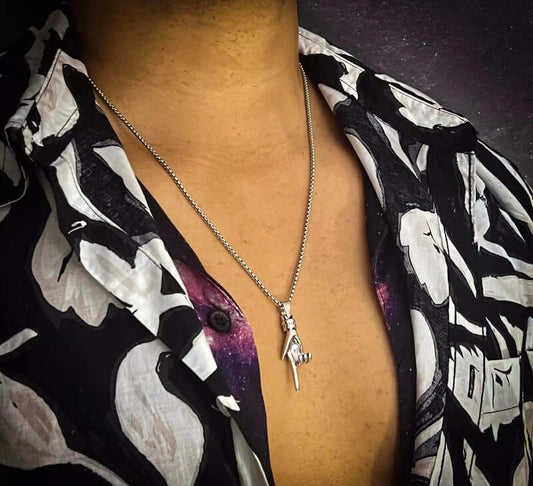 THE MEN THING SS Pendant/ Necklace GESTURE -  Alloy Pendant with Pure Stainless Steel  24inch Round Box Chain, American trending Style for Men & Boy