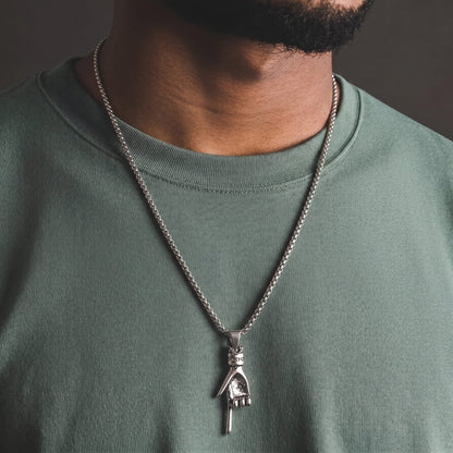 THE MEN THING SS Pendant/ Necklace GESTURE -  Alloy Pendant with Pure Stainless Steel  24inch Round Box Chain, American trending Style for Men & Boy