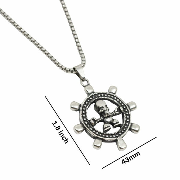 GHOST HELM - 43mm Titanium Steel Pendant with 24inch Round Box 5mm Chain for Men & Boys