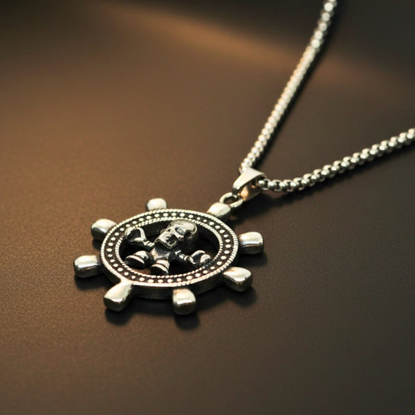 GHOST HELM - 43mm Titanium Steel Pendant with 24inch Round Box 5mm Chain for Men & Boys