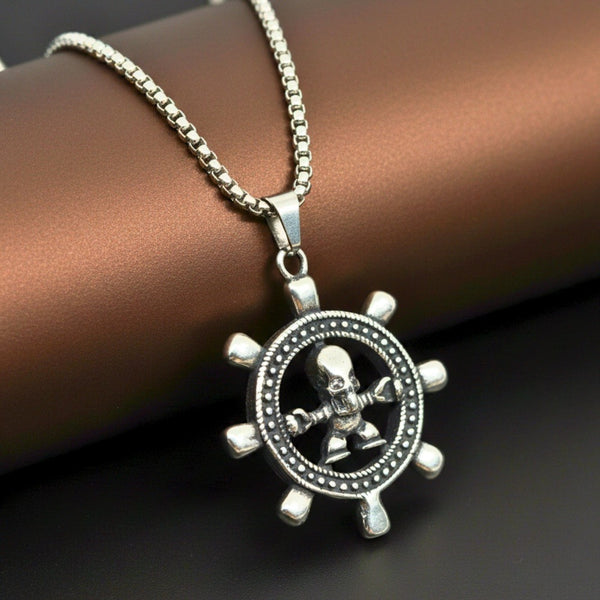 GHOST HELM - 43mm Titanium Steel Pendant with 24inch Round Box 5mm Chain for Men & Boys