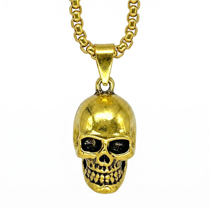 THE MEN THING SS Pendant/ Necklace GILDSKULL (Gold Tone) - Alloy  Pendant with  Pure Stainless Steel 24inch Round Box Chain, European trending Style for Men & Boy