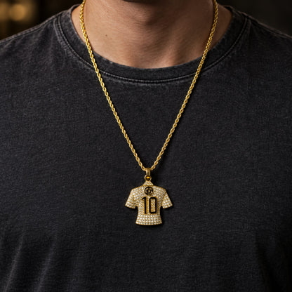 THE MEN THING SS Pendant/ Necklace GOAL KING 10 - GOLDEN - 45mm Pure Titanium Steel Pendant with 27inch Twisted 4mm Golden Chain for Men & Boys