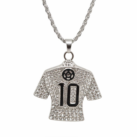 THE MEN THING SS Pendant/ Necklace GOAL KING 10 - STEEL - 45mm Pure Titanium Steel Pendant with 27inch Twisted 4mm Golden Chain for Men & Boys