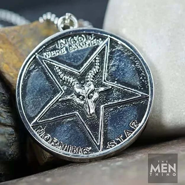 GOAT STAR - शुद्ध स्टेनलेस स्टील 24 इंच गोल बॉक्स चेन के साथ मिश्र धातु पेंडेंट, पुरुषों और लड़कों के लिए यूरोपीय ट्रेंडिंग स्टाइल