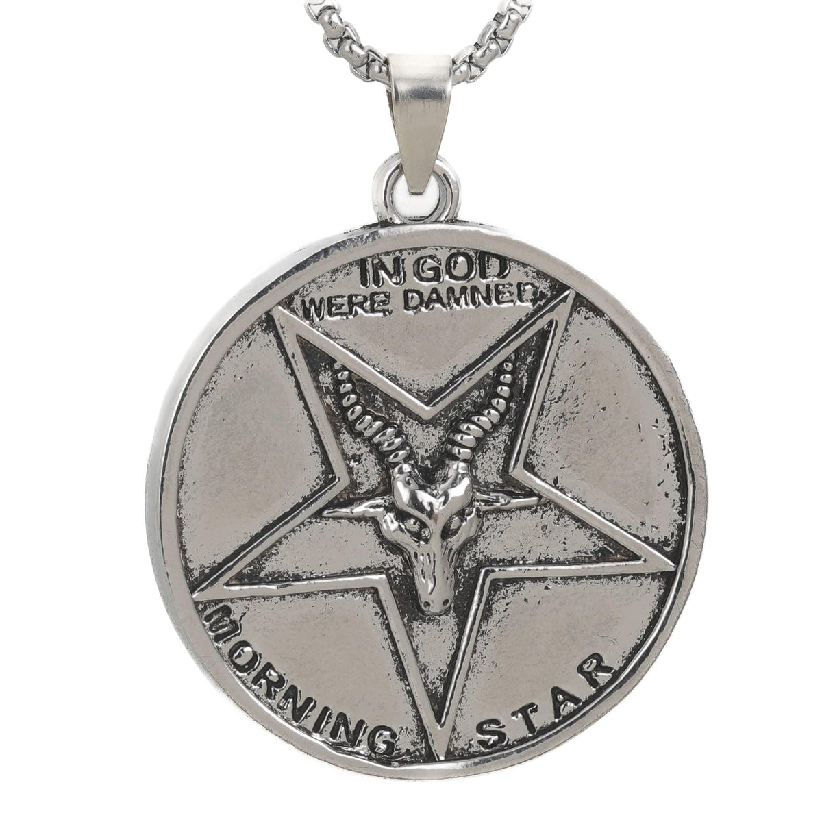 THE MEN THING SS Pendant/ Necklace GOAT STAR - Alloy Pendant with Pure Stainless Steel 24inch Round Box Chain, European trending Style for Men & Boys