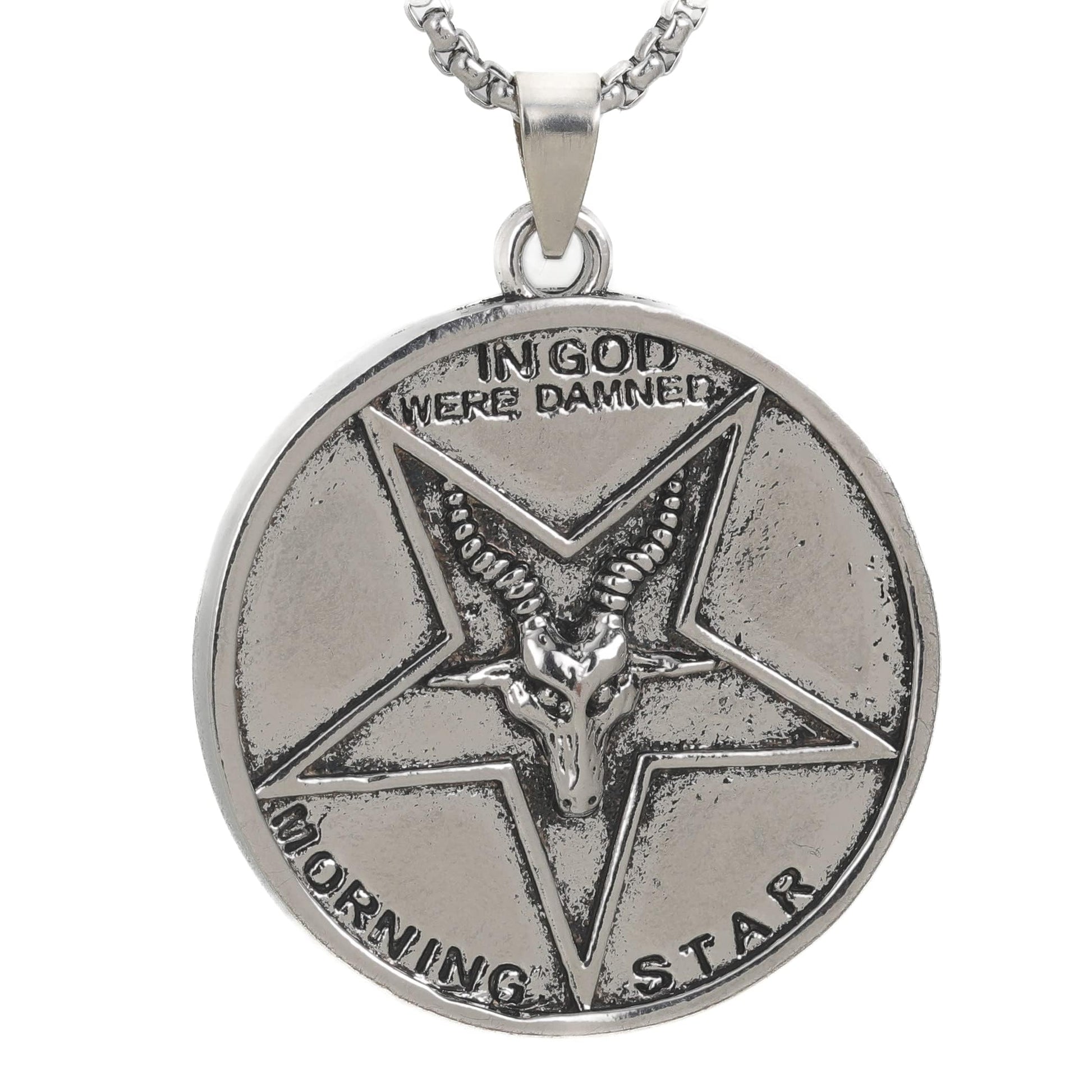 THE MEN THING SS Pendant/ Necklace GOAT STAR - Alloy Pendant with Pure Stainless Steel 24inch Round Box Chain, European trending Style for Men & Boys
