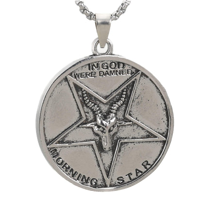 THE MEN THING SS Pendant/ Necklace GOAT STAR - Alloy Pendant with Pure Stainless Steel 24inch Round Box Chain, European trending Style for Men & Boys
