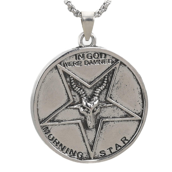GOAT STAR - Alloy Pendant with Pure Stainless Steel 24inch Round Box Chain, European trending Style for Men & Boys
