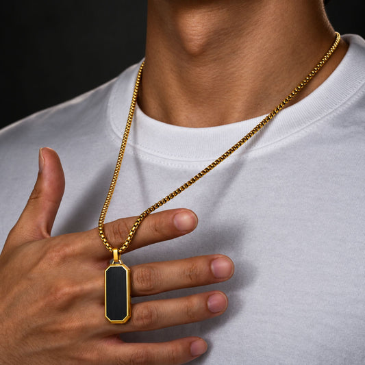 THE MEN THING SS Pendant/ Necklace GOLDEN HAWK CREST - Pure Stainless Steel 24inch Round box Chain for Men, European trending Style for Men & Boy