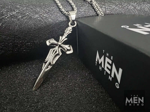 GOT SWORD -  Alloy Pendant with Pure Stainless Steel  24inch Round Box Chain, American trending Style for Men & Boys